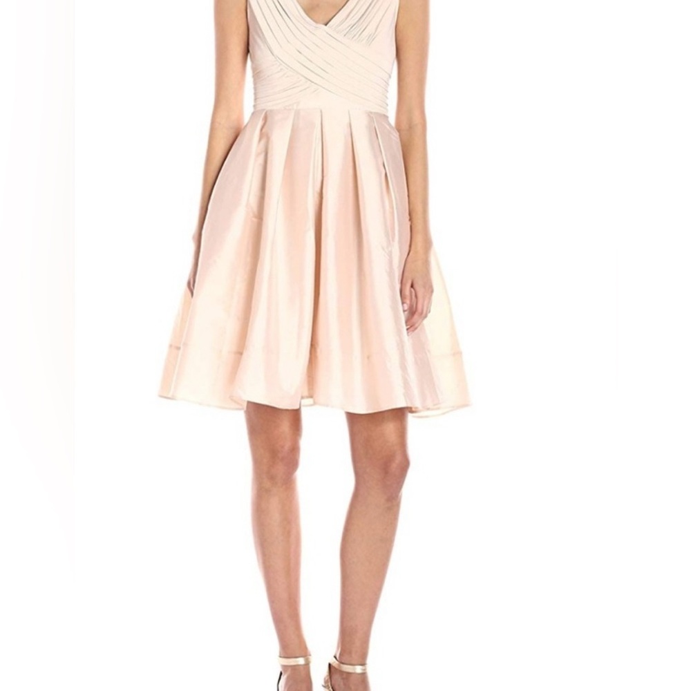 Fit and flare dress with taffeta skirt. Has pockets!